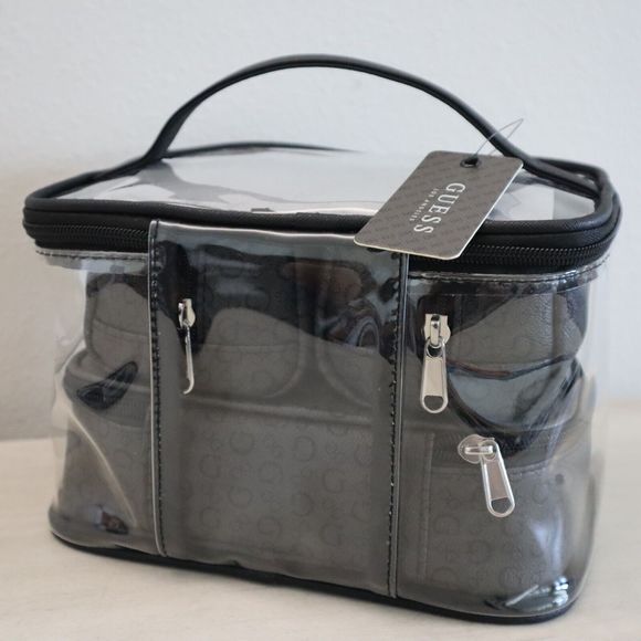 Guess V7200494 Black/Charcoal "G" Logo 4-Piece Cosmetic Junction Travel Bag - Picture 2 of 9